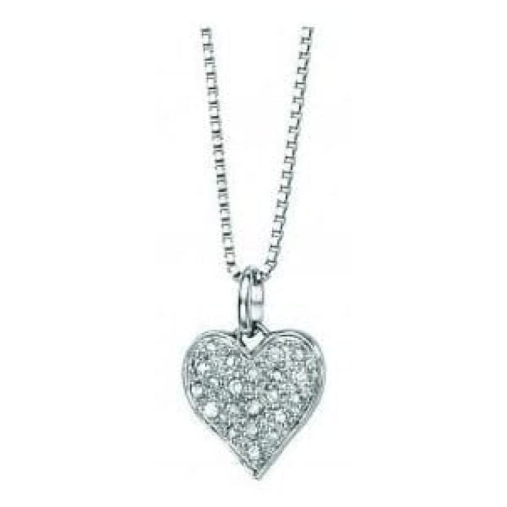 Ladies Silver Cubic Zirconia Heart Pendant