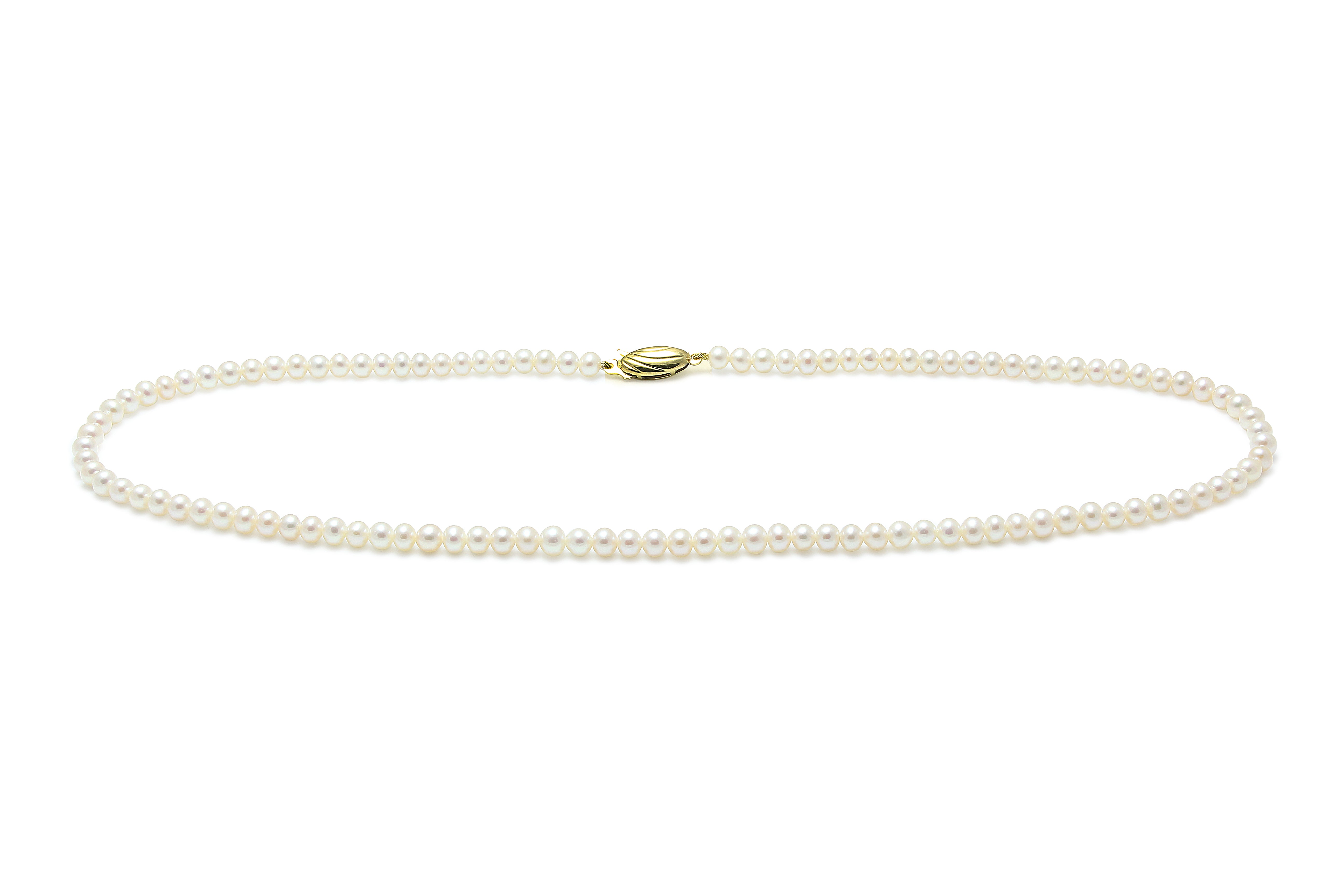 White Round Pearl 4.5-5mm With GA02YG 9ct YG Clasp Necklace
