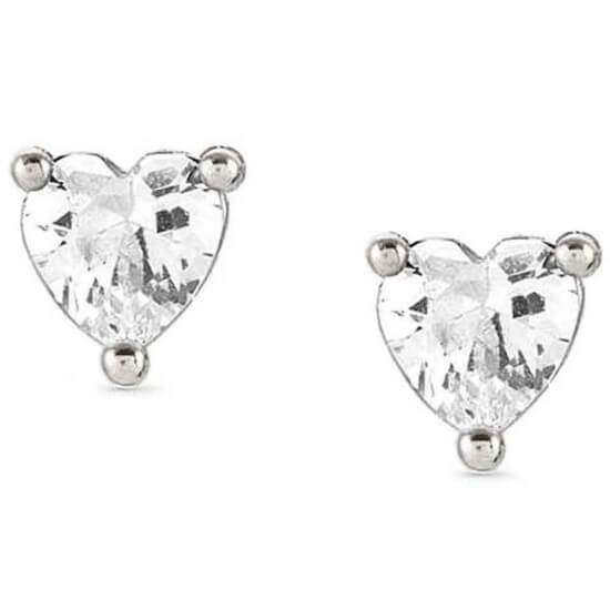 Sentimental Silver & CZ Heart Stud Earrings