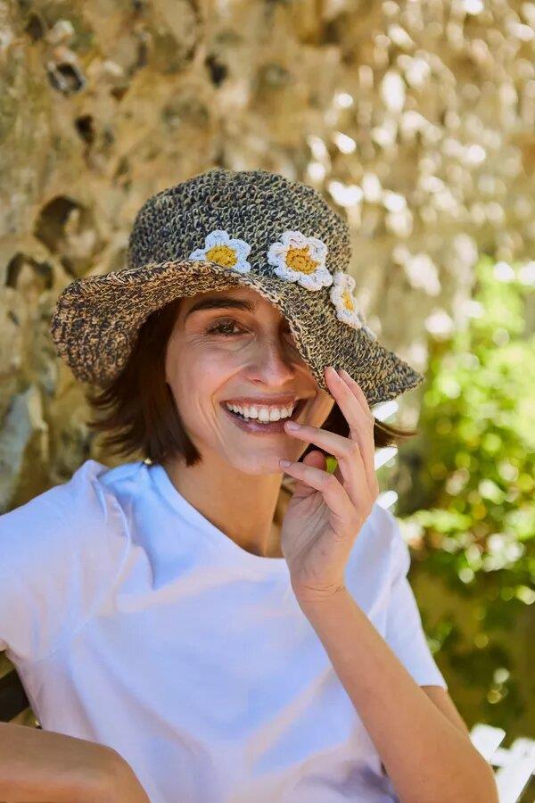 Daisy Chain Hemp/Cotton Hat In Denim