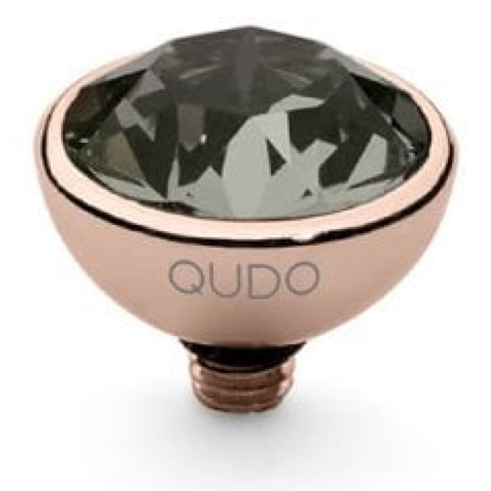 Famosa Rose Gold 10mm Bottone Ring Top Black Diamond