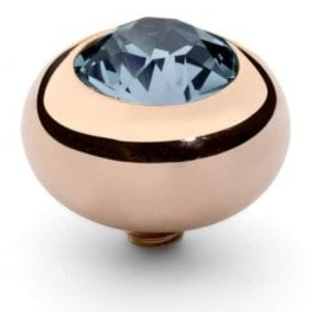 Famosa Rose Gold 10mm Tondo Ring Top Light Sapphire