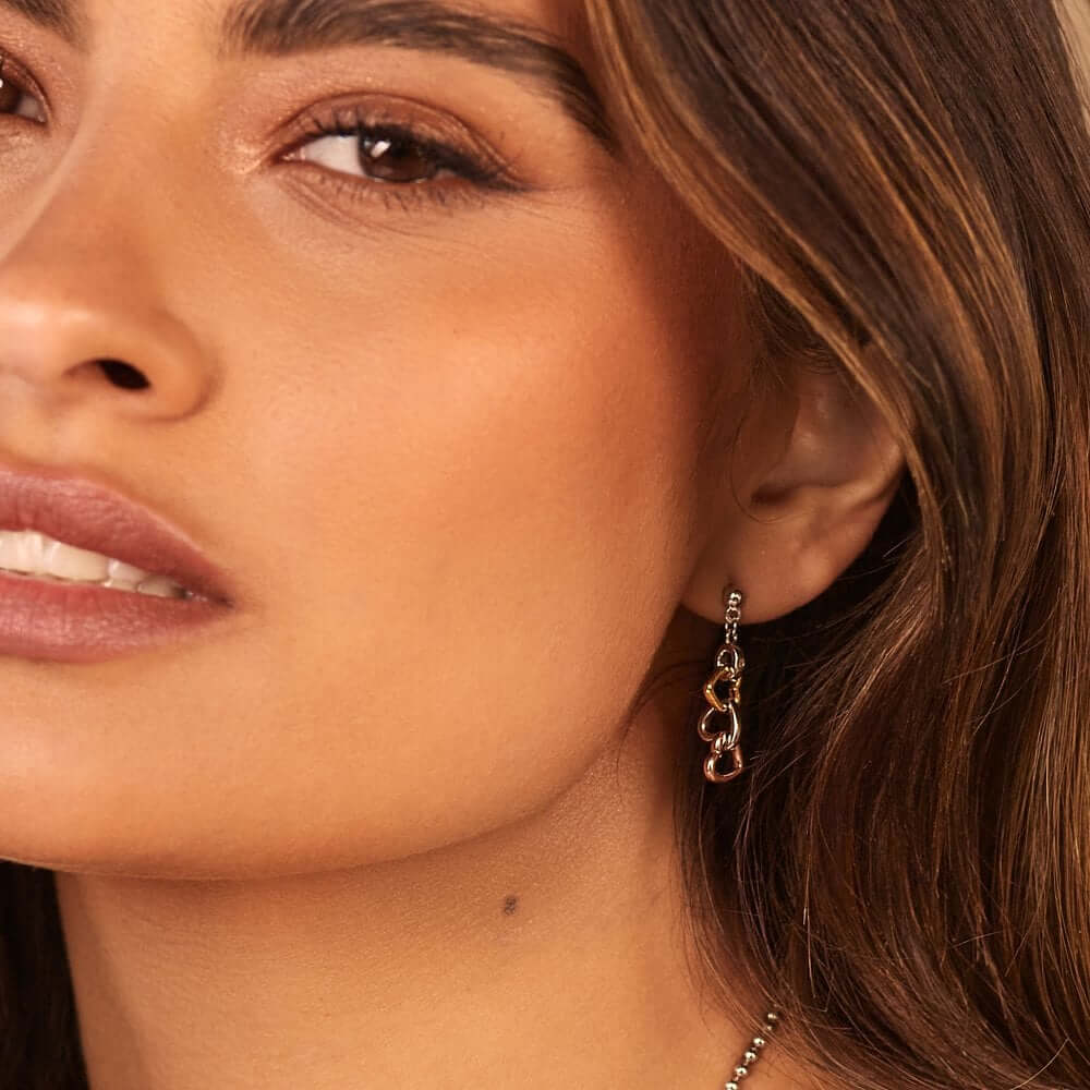Trio Triple Heart Earrings - Gold Plated