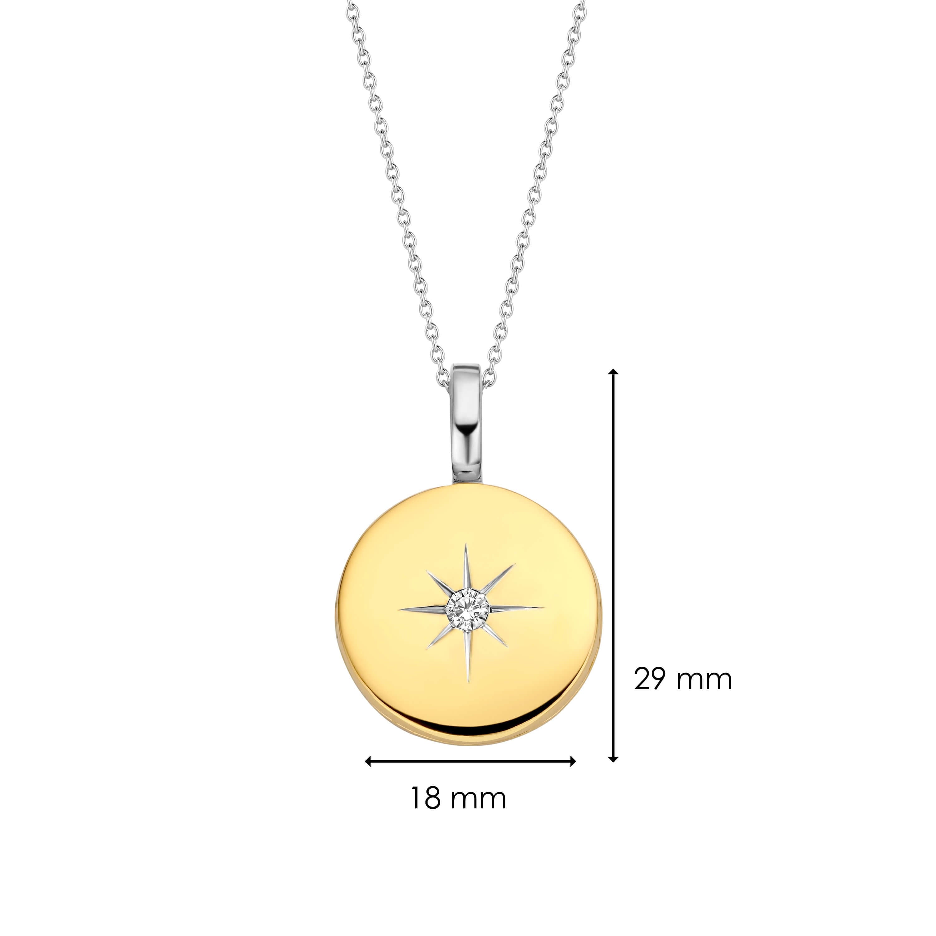 Gold Tone Round CZ Star Pendant Necklace
