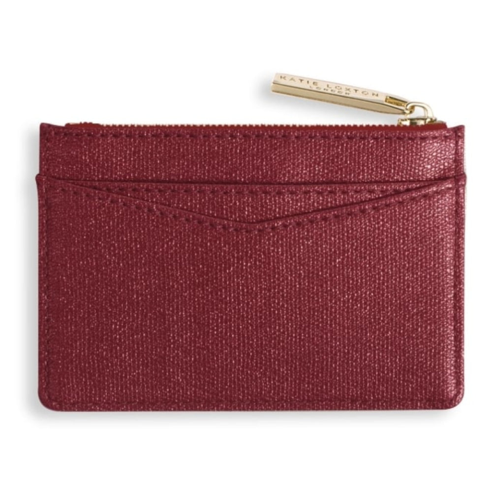 ALEXA METALLIC CARD HOLDER with small zip for coins - red shimmer - 7.7x10.7x1.3cm