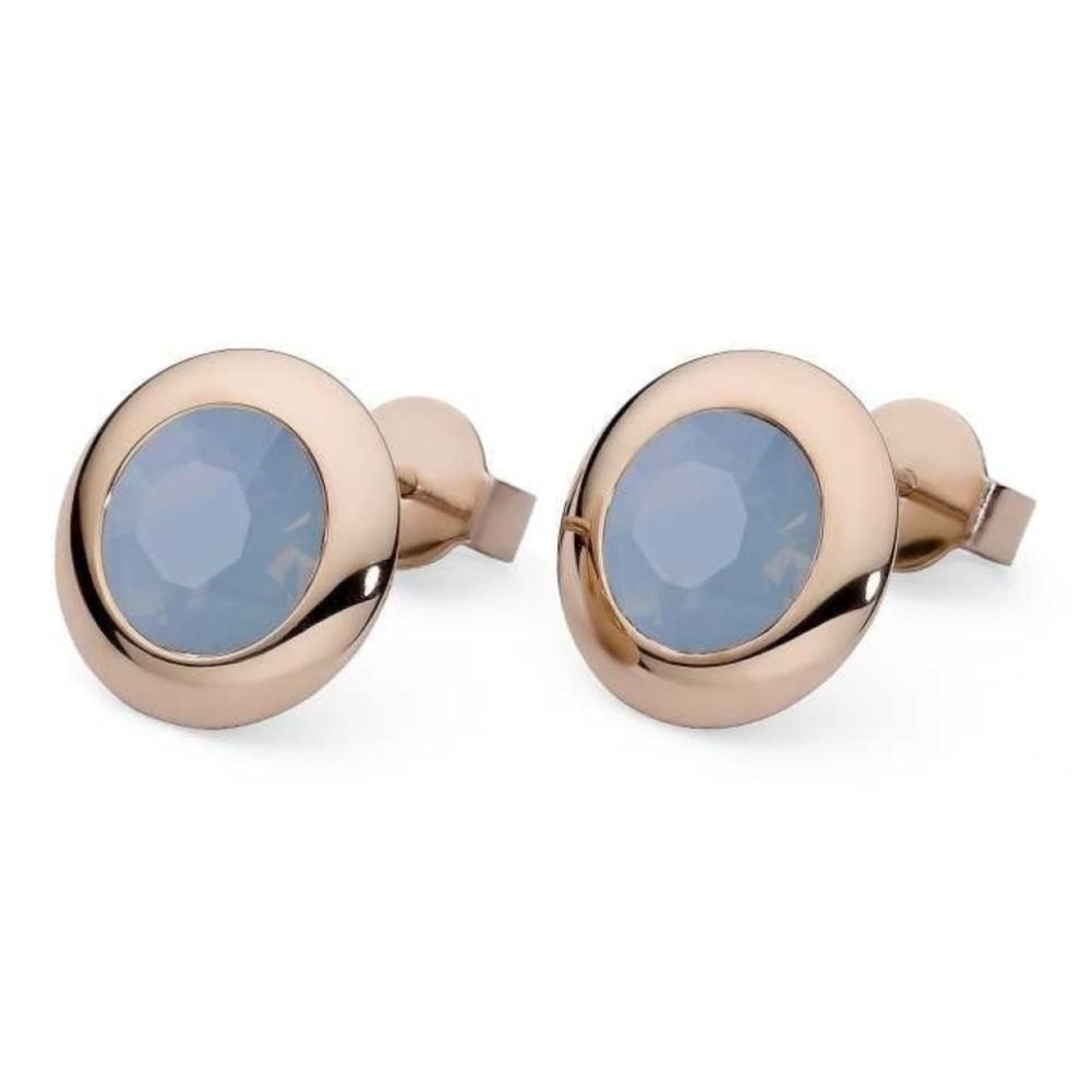 Rose Gold 13mm Air Blue Opal Tarent Earrings