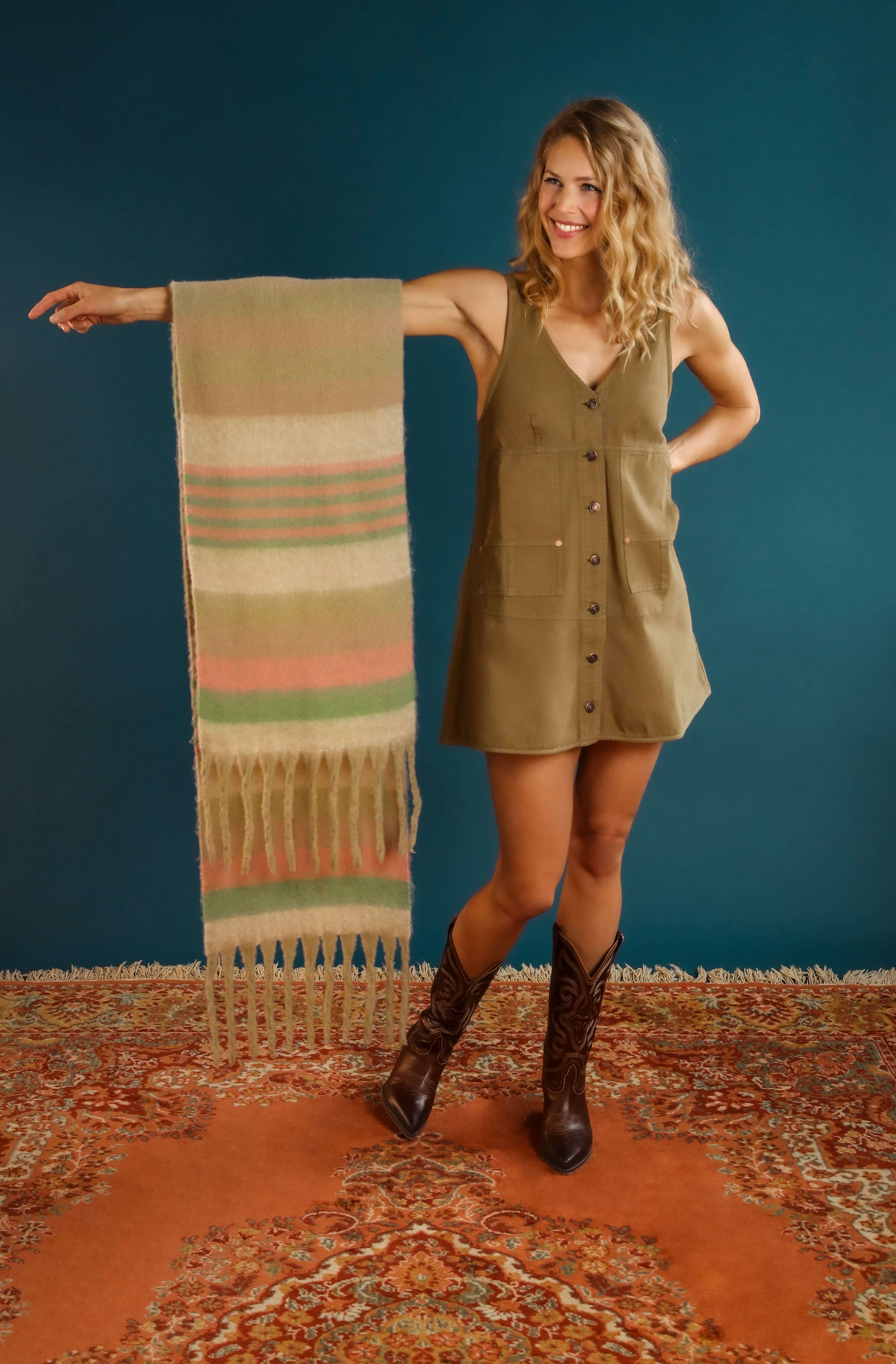 Enid Cosy Scarf - Sage/Petal