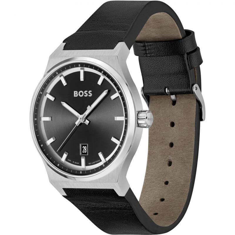 Candor Black Leather Strap Gents Watch