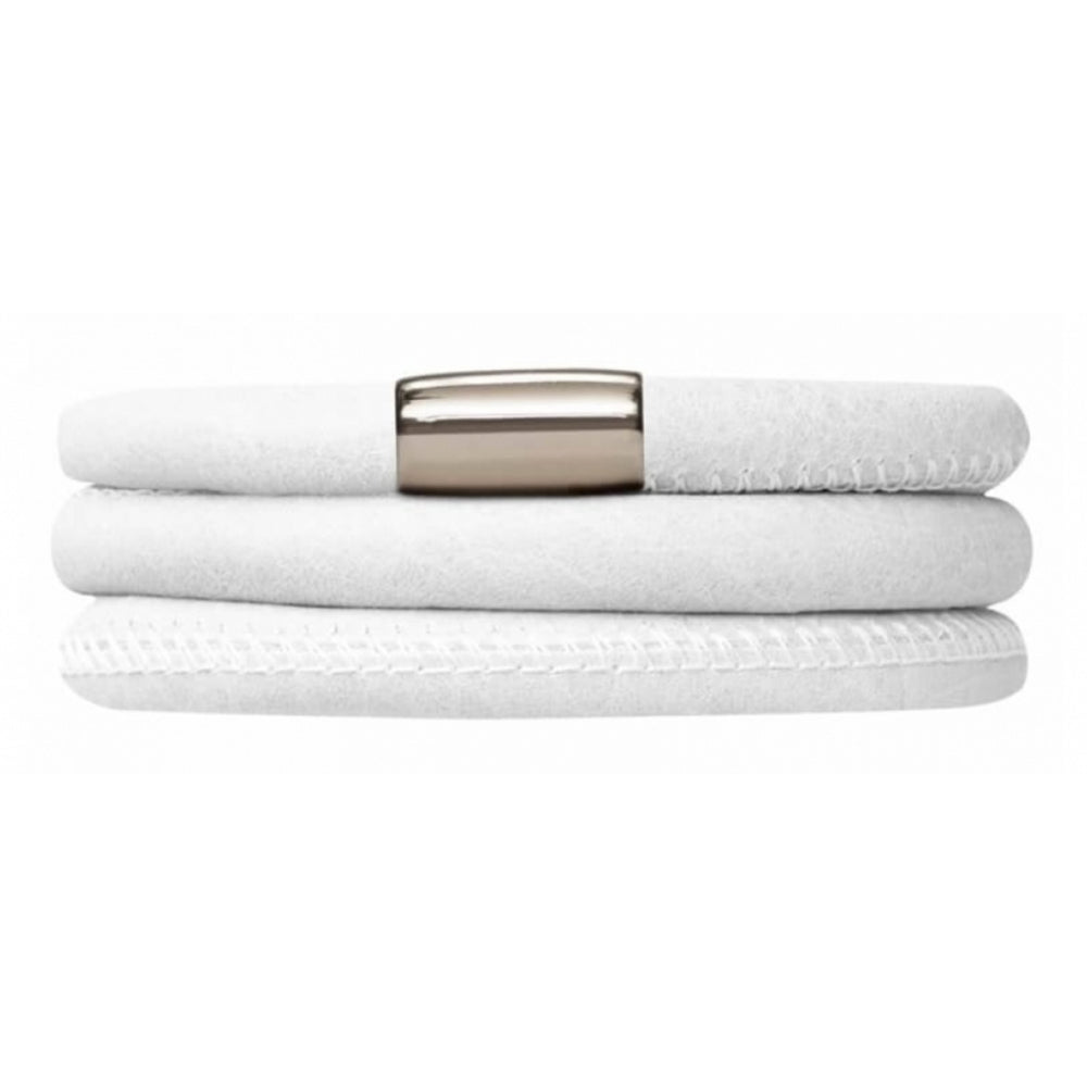 Triple Band White Leather Bracelet