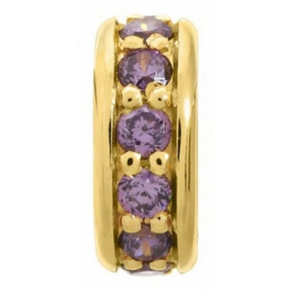 Purple CZ Gold Plated Ring Charm