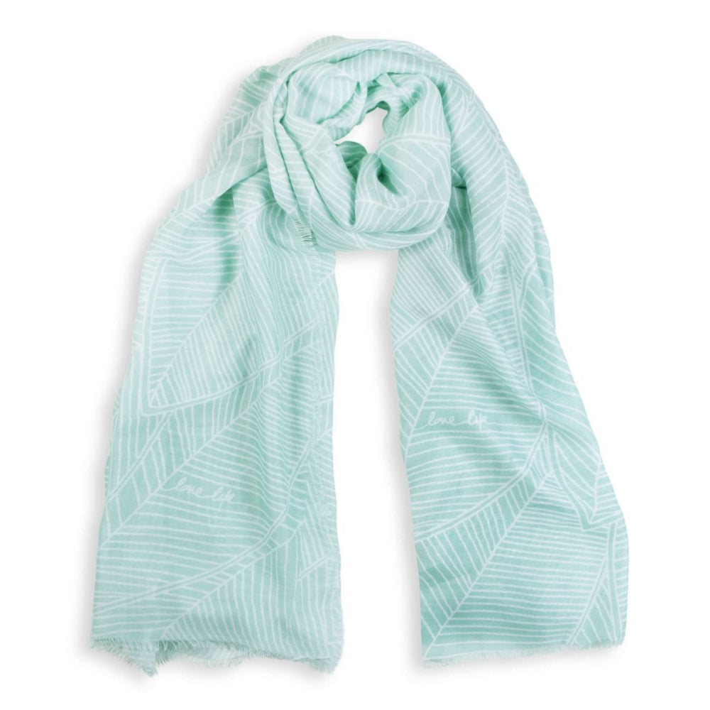 Sentiment Scarf - Love Life- Seafoam Green- Frayed Edge