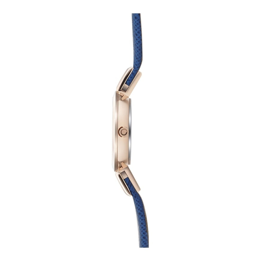 SIV - NAVY Rose Gold Plated Leather Calf Watch