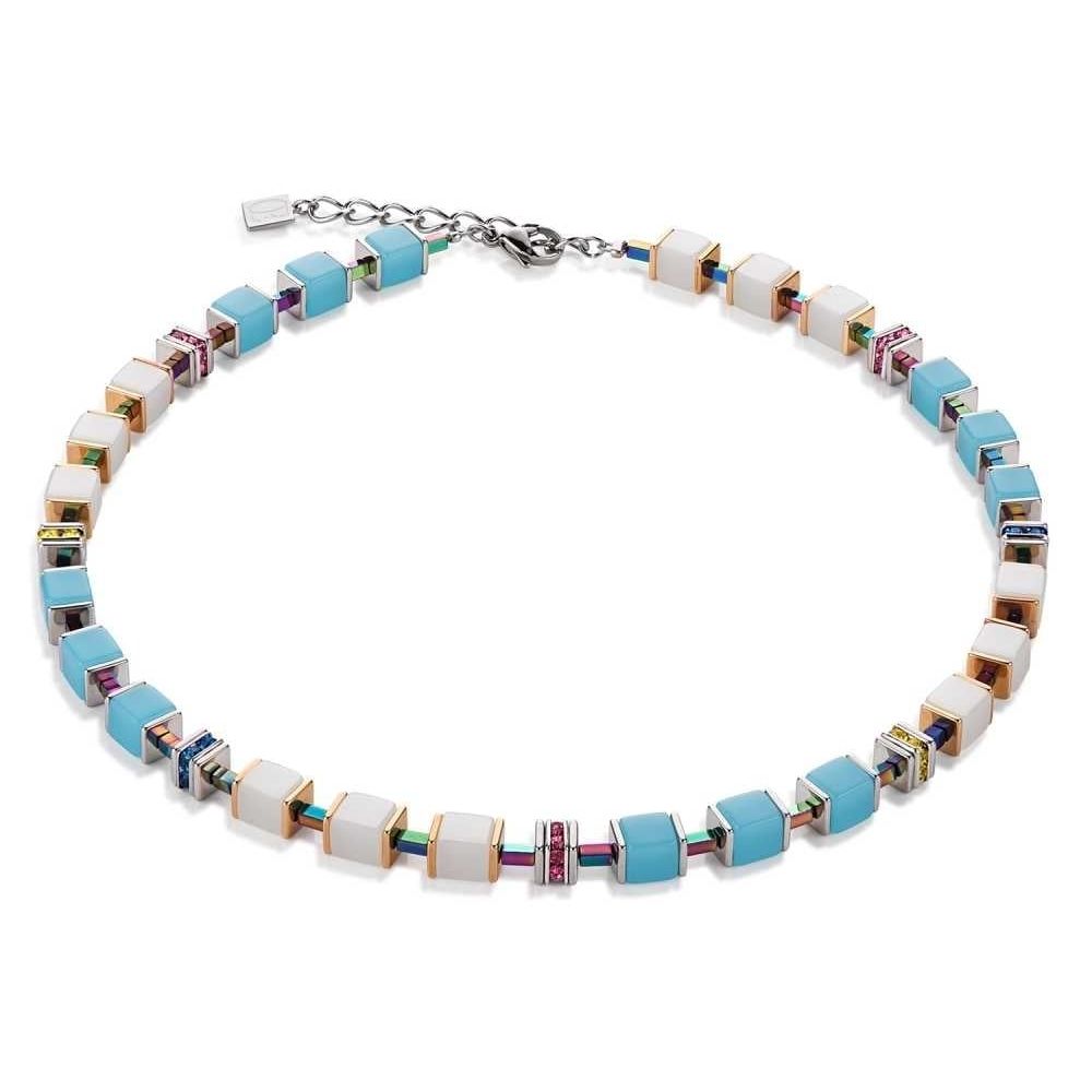 Turquoise & White Geo Cube Necklace