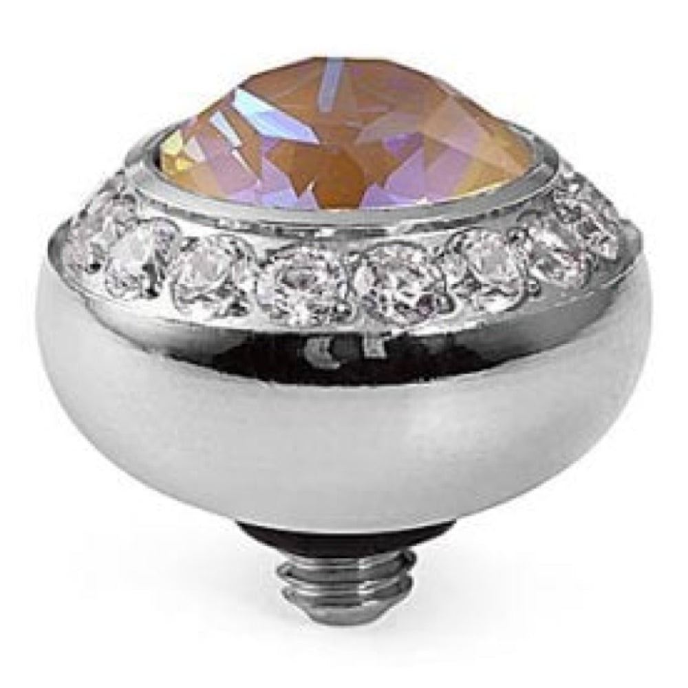 10mm Interchangeable Tondo Deluxe Ochre Delite Crystal Top in S/P With Crystal Bordered