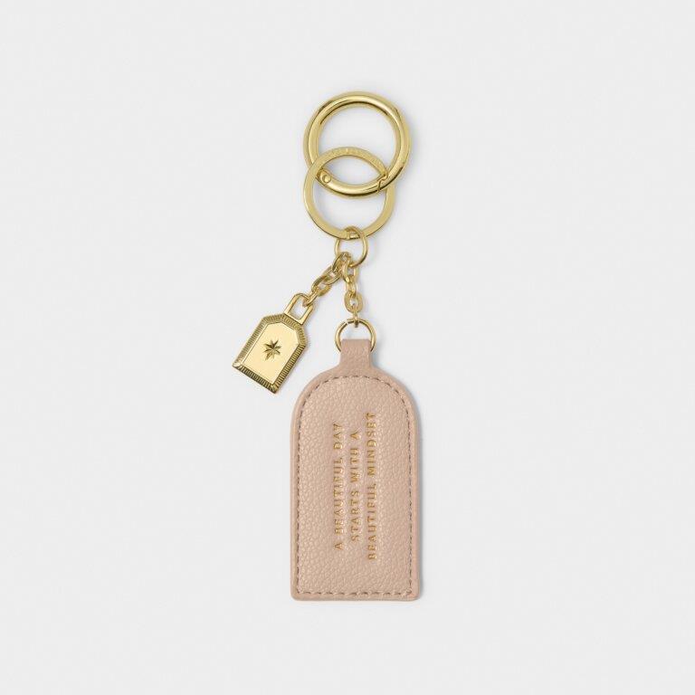 Keepsake Charm Keyring - A Beautiful Day Starts With A Beautiful Mindset - Dusty Rose