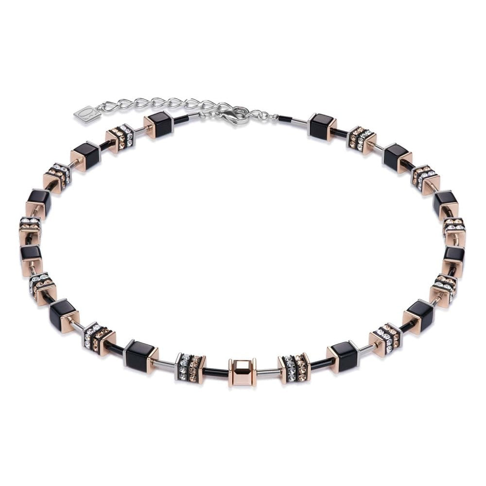 Multicolour Nature & Rose Gold Geo Cube Necklace