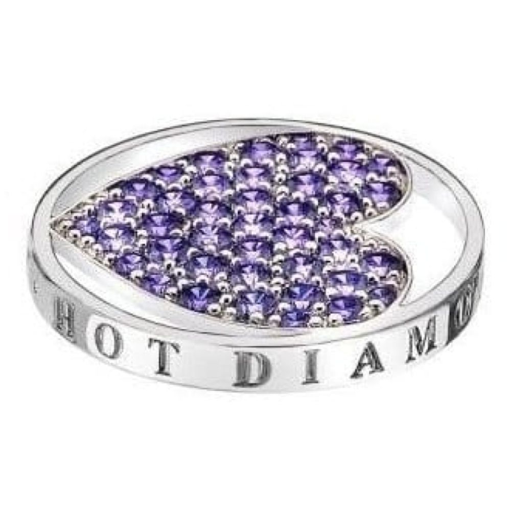 Ladies Silver 25mm Fantasy Sparkle Heart Coin