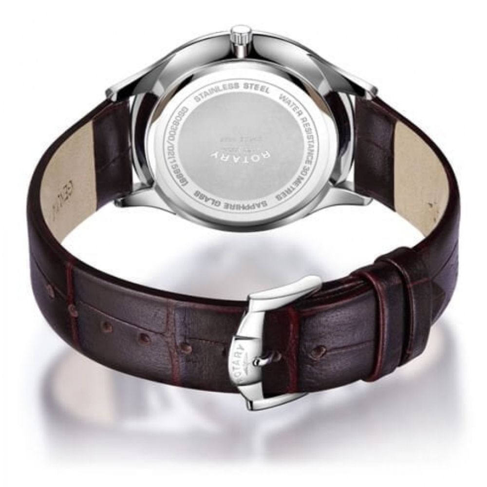 Ultra Slim Stainless Steel White Dial With Brown Leather Strap Gents Watch