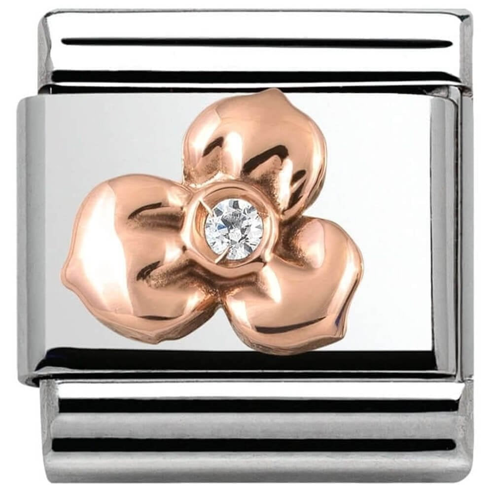 Classic Rose Gold CZ Flower Link