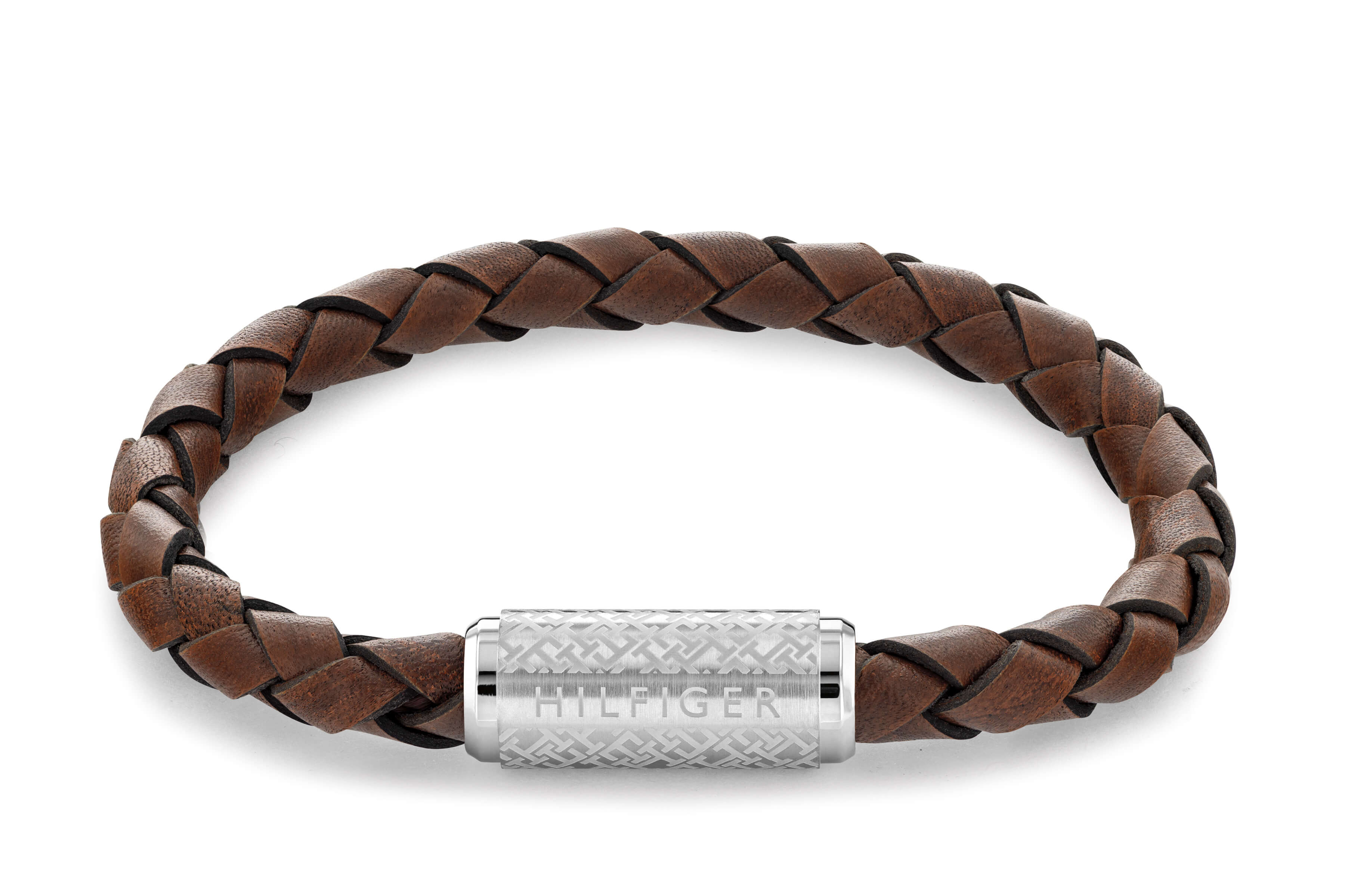 Brown Braided Leather Gents Bracelet