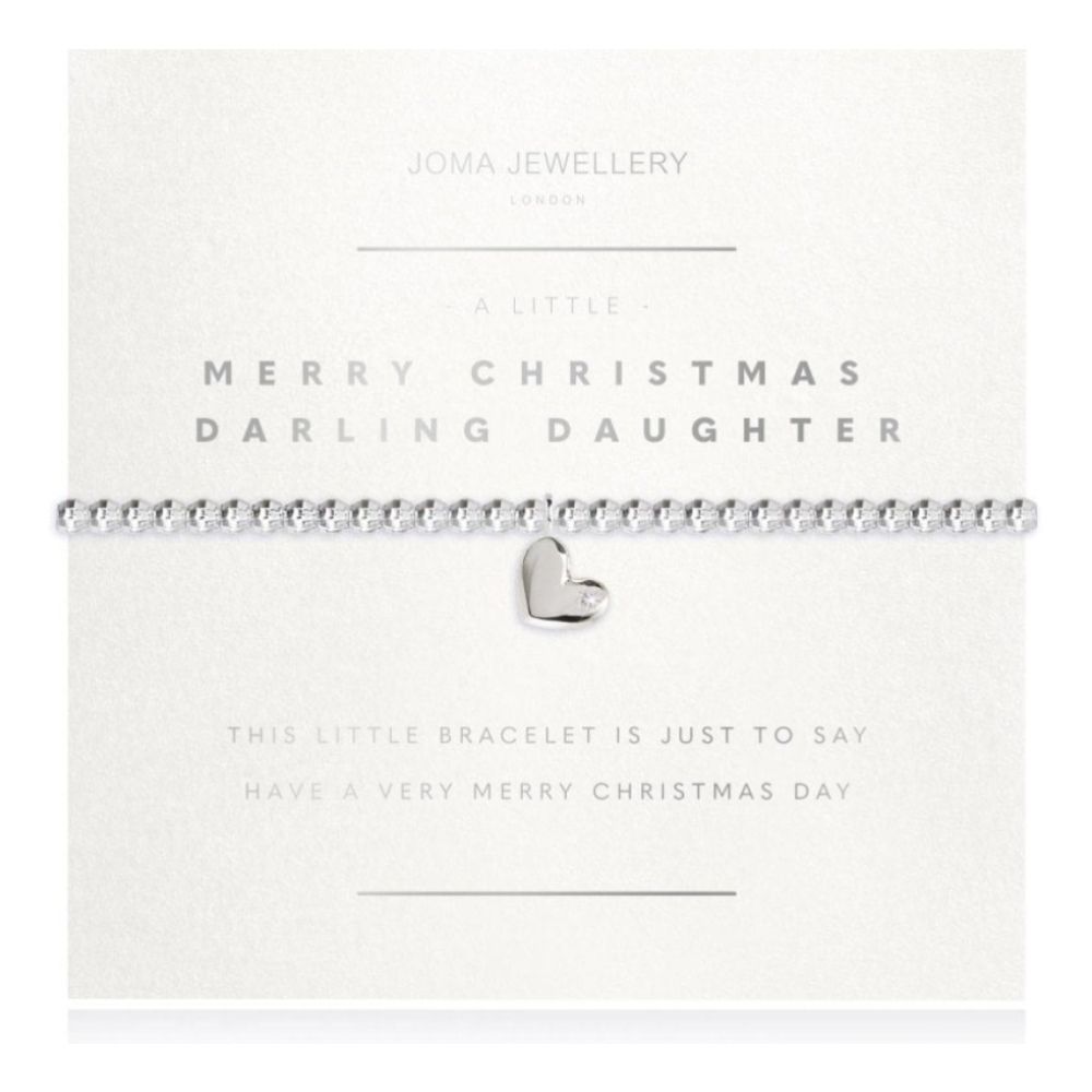 Facetted A Little - Merry Christmas Darling Daughter - Silver- 17.5cm Stretch Bracelet