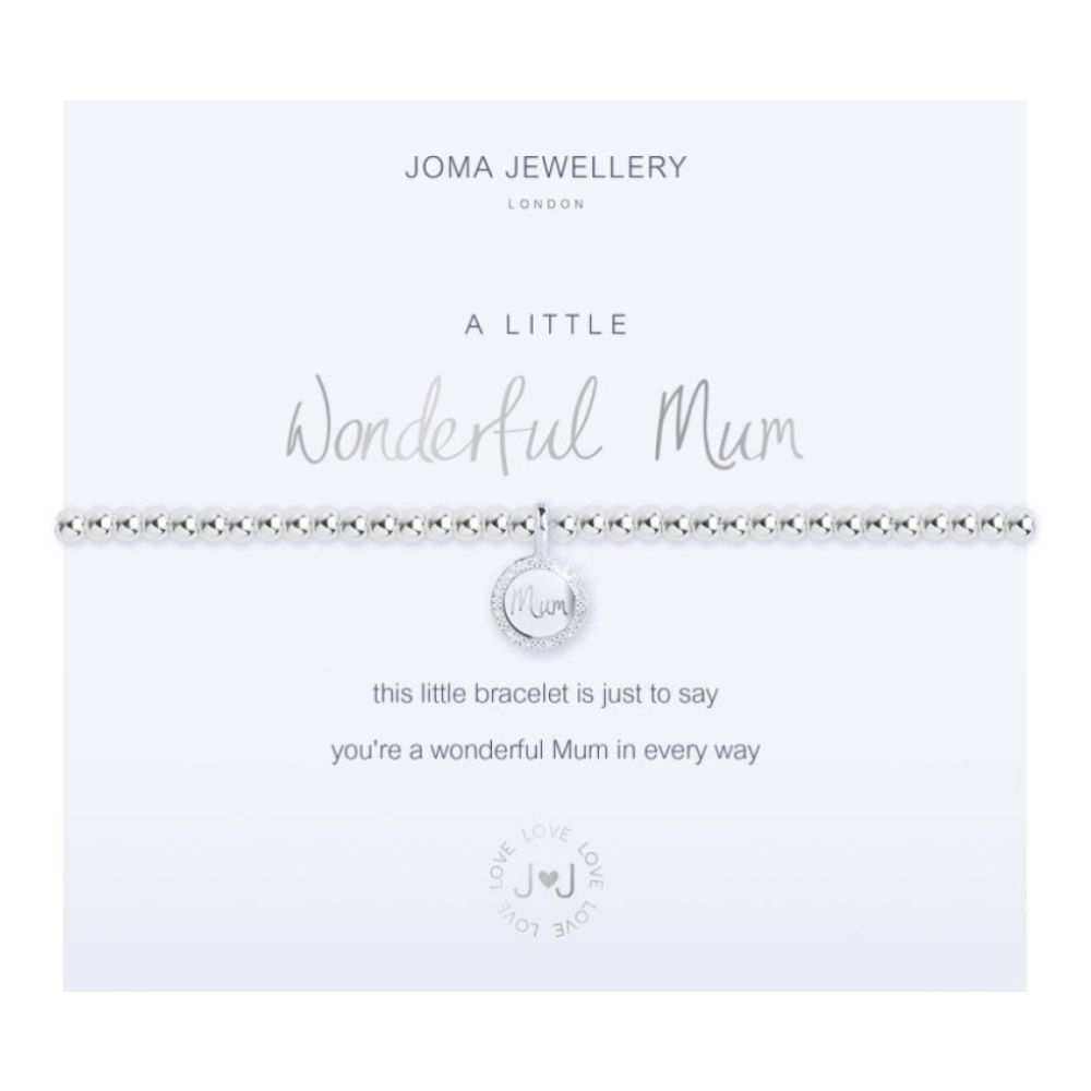 Facetted A Little - Wonderful Mum - Silver- 17.5cm Stretch Bracelet