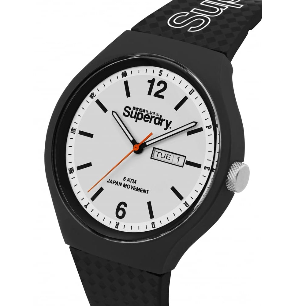 Urban Day-Date Black Dial With Black Silicone Textured Strap Watch