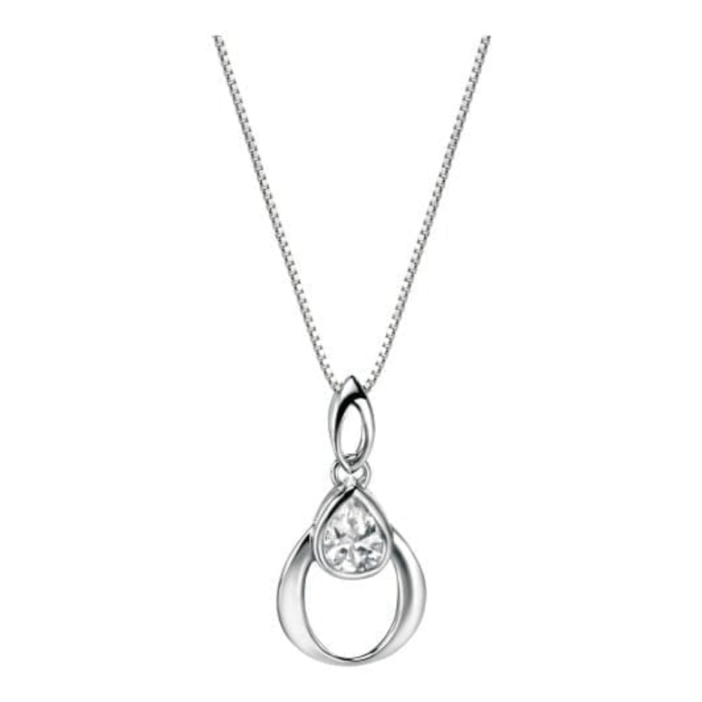 Ladies Hoop Clear Cubic Zirconia Pendant Necklace