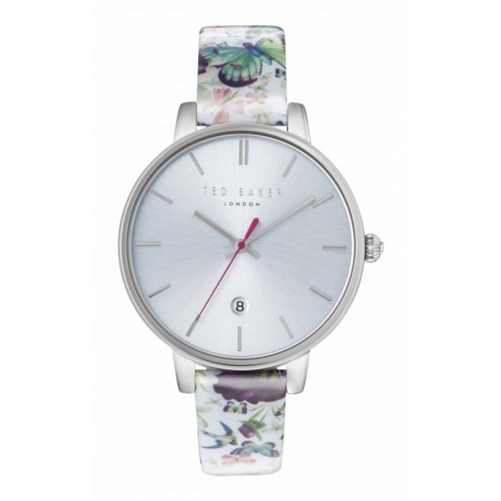 Stainless Steel Date Window Dial & Leather Strap Ladies Wristwatch