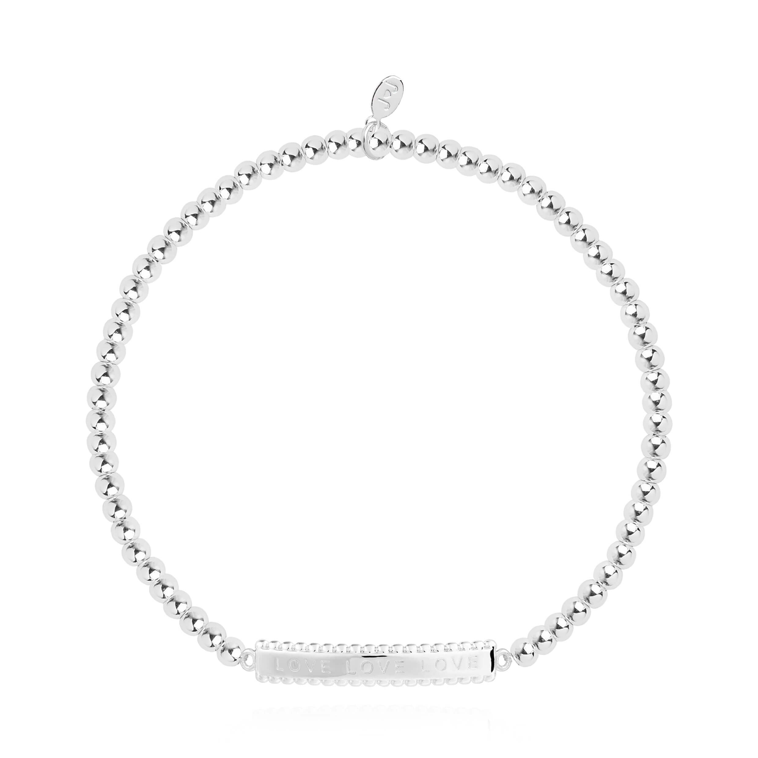 Bracelet Bar Love Love Love Silver Stretch Bracelet