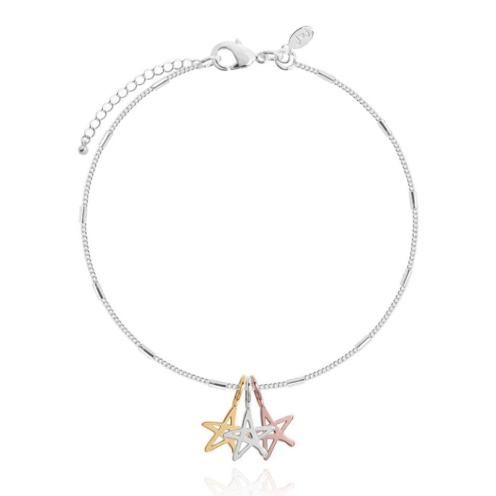 Florence Outline Star Bracelet - Silver Rose Gold Yellow Gold - 18cm +3cm Extender