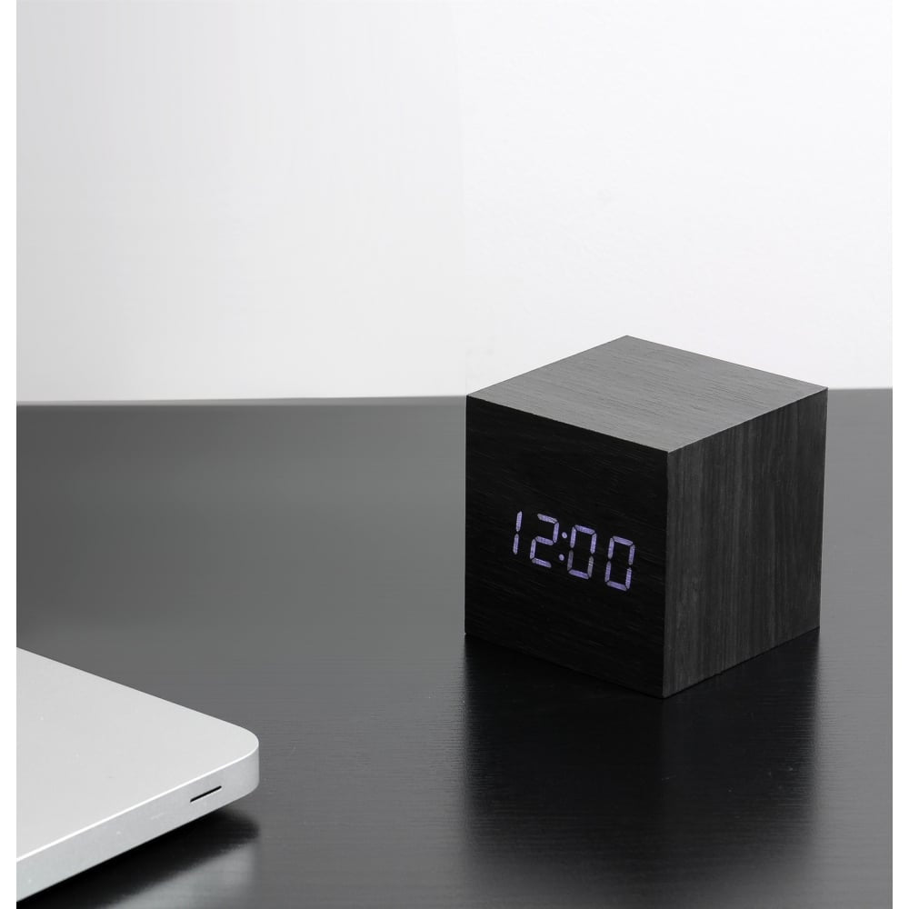 Cube Black Click Clock/White LED