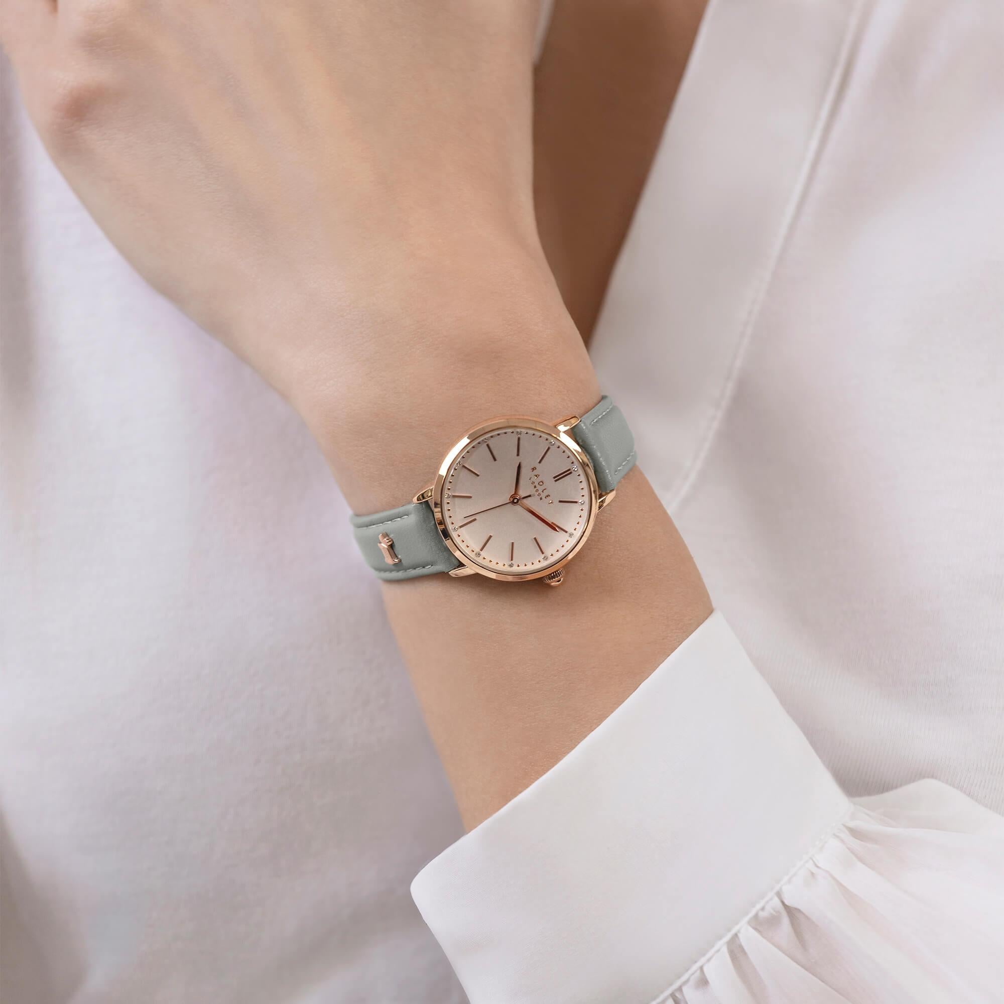 Rose Gold Plated Sustainably Sourced Leather Strap Ladies Watch