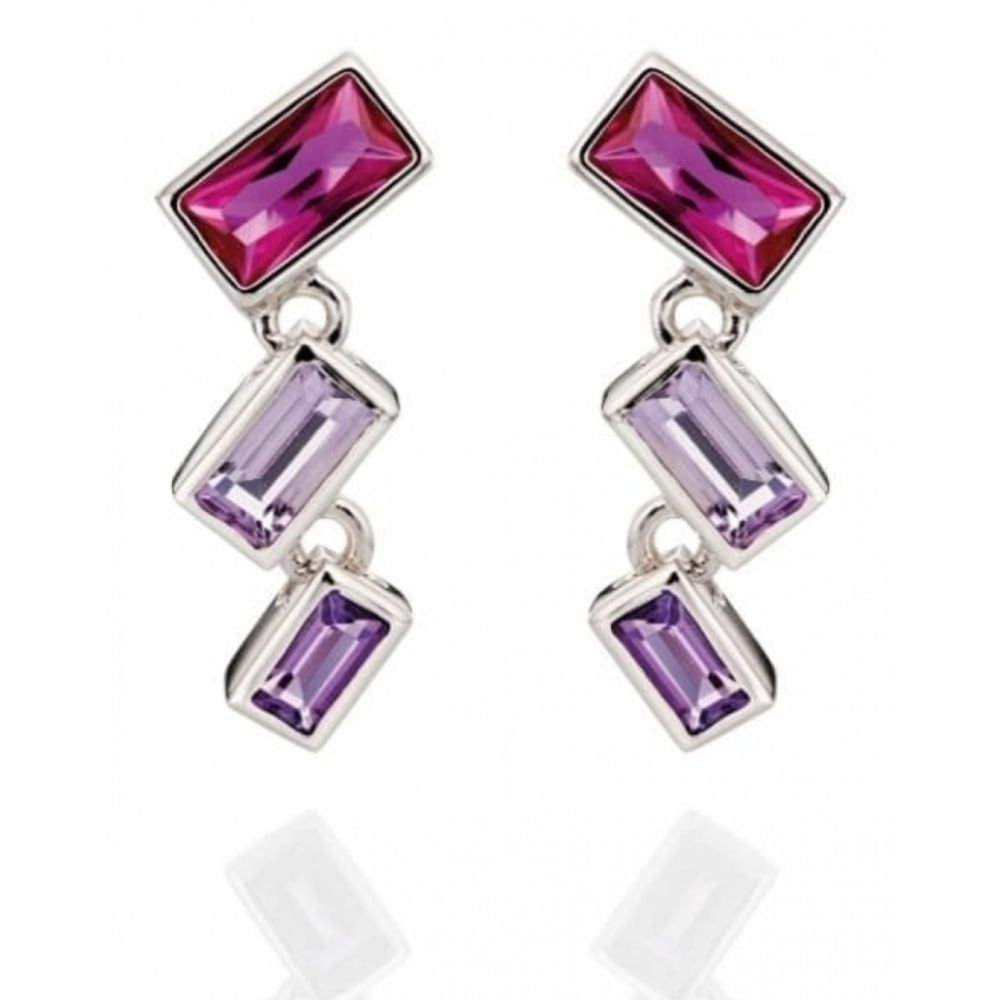 Pink Degradee Baguette Earrings