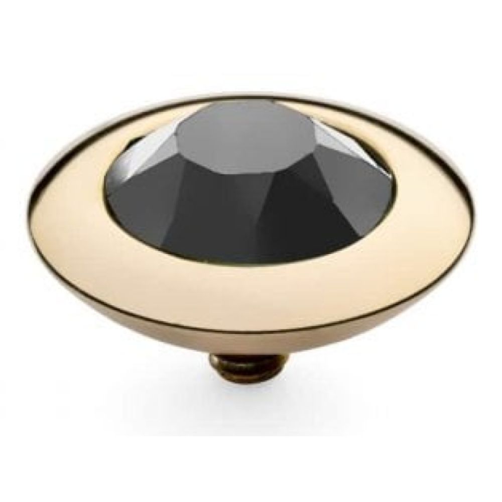 Famosa Gold 13mm Tondo Ring Top Jet Hematite