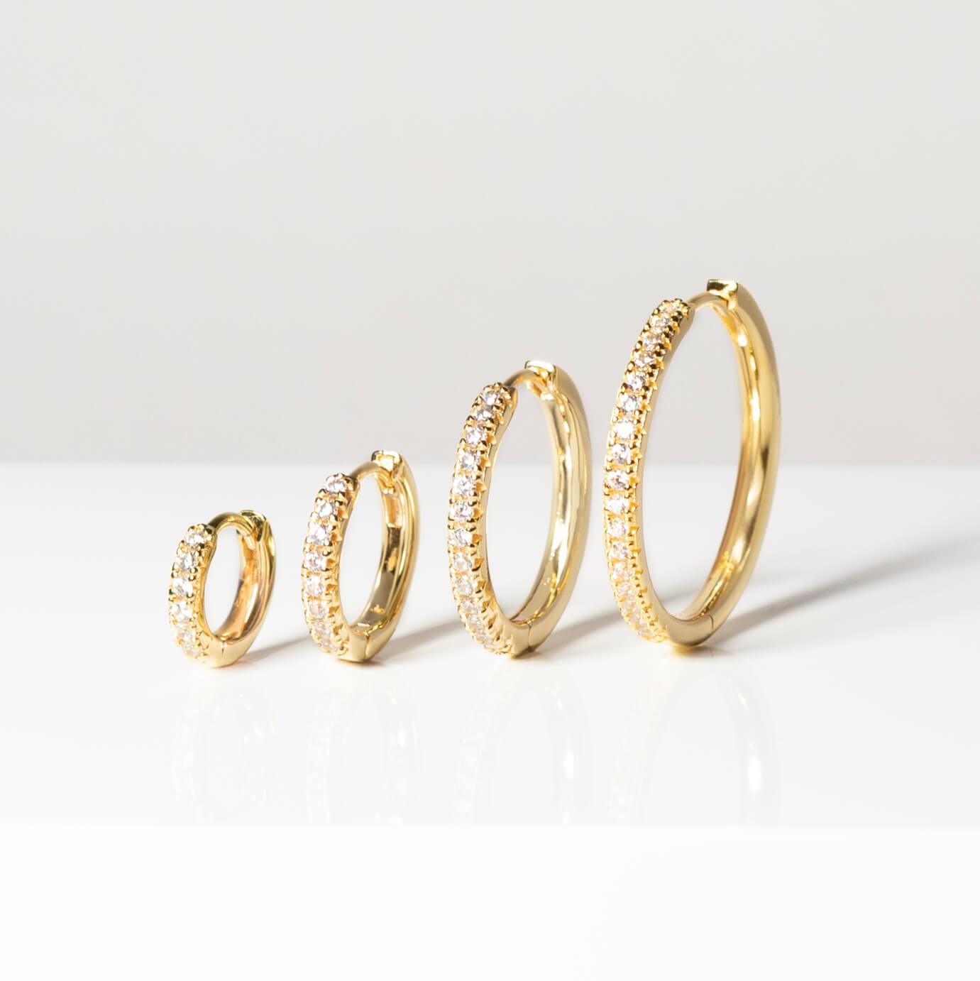 Ellera Medio Earrings In 18k Gold Plated With White Zirconia