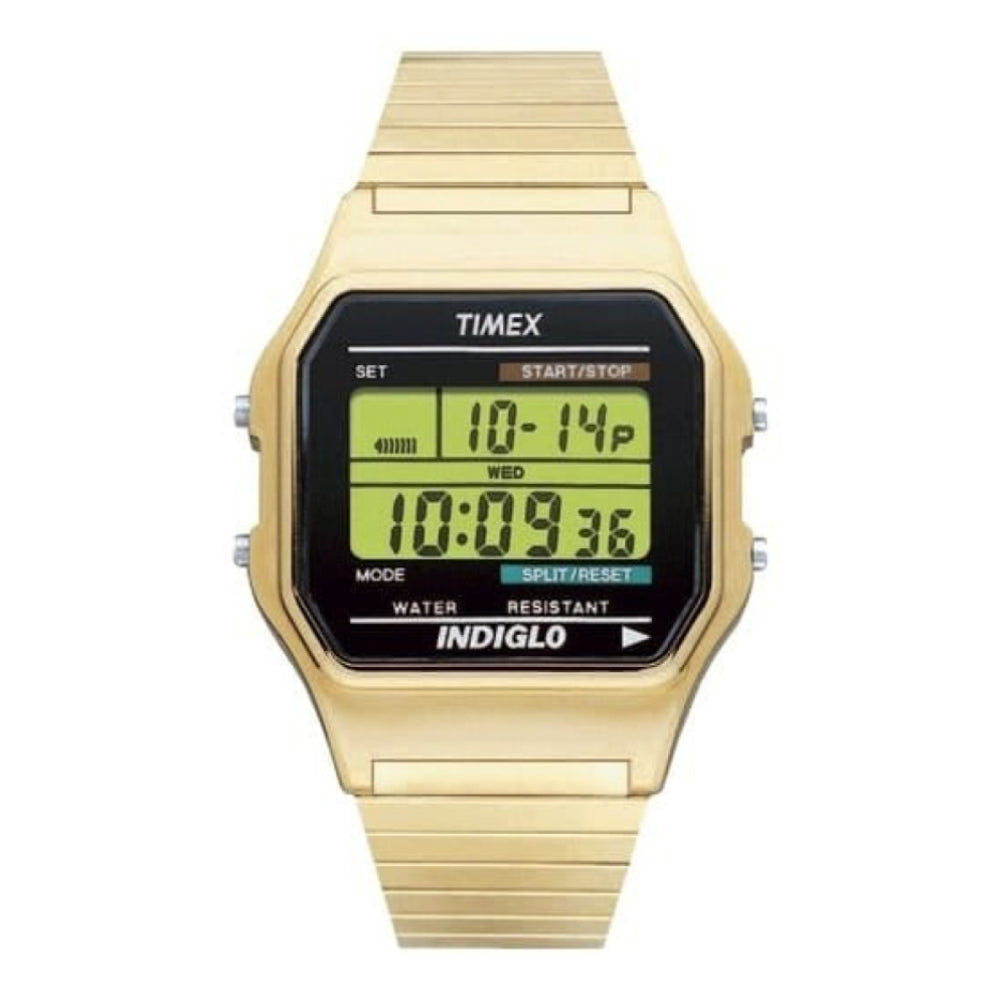 Gents Digital Chronograph Brushed Gold Indiglo Wristwatch