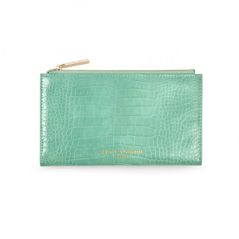 Celine Faux Croc Fold Out Purse | Mint Green