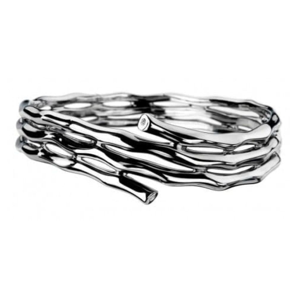 Ladies Black Diamonds Ionia Wrap Silver Bangle