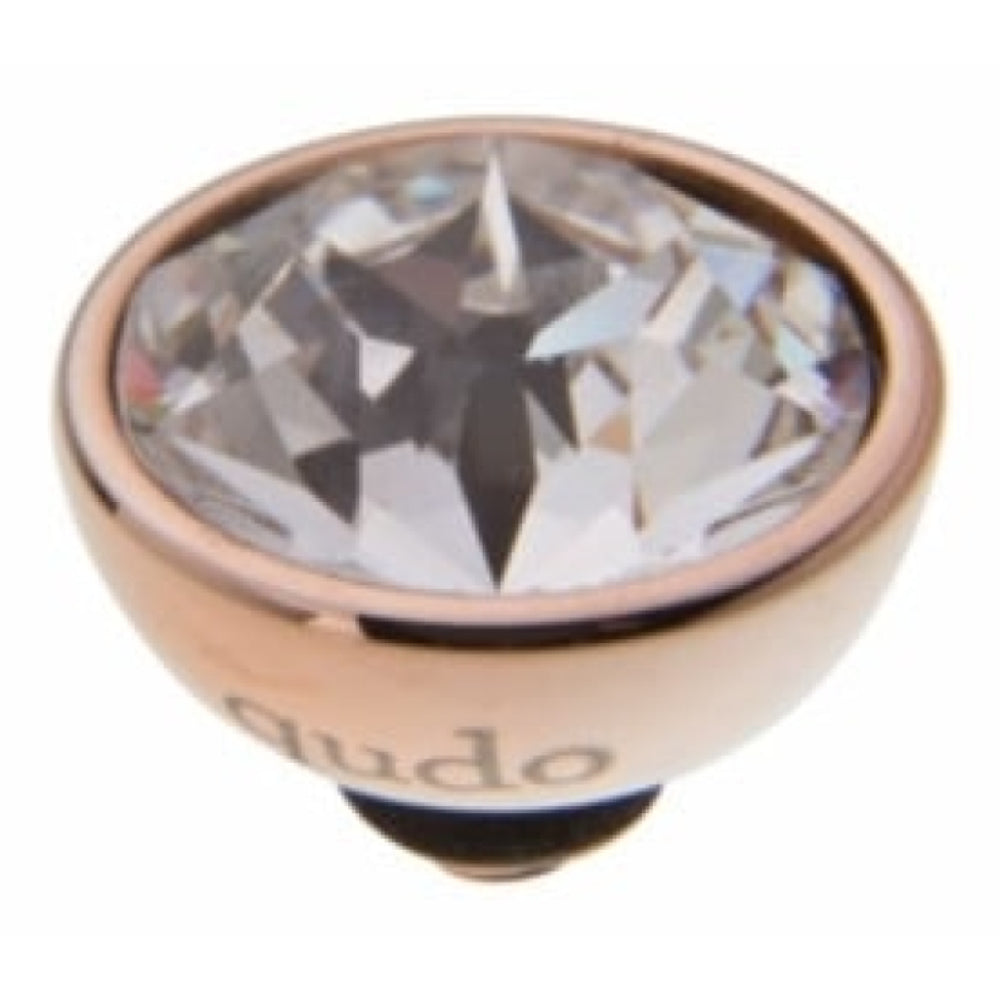 Famosa Rose Gold 10mm Bottone Ring Top Crystal