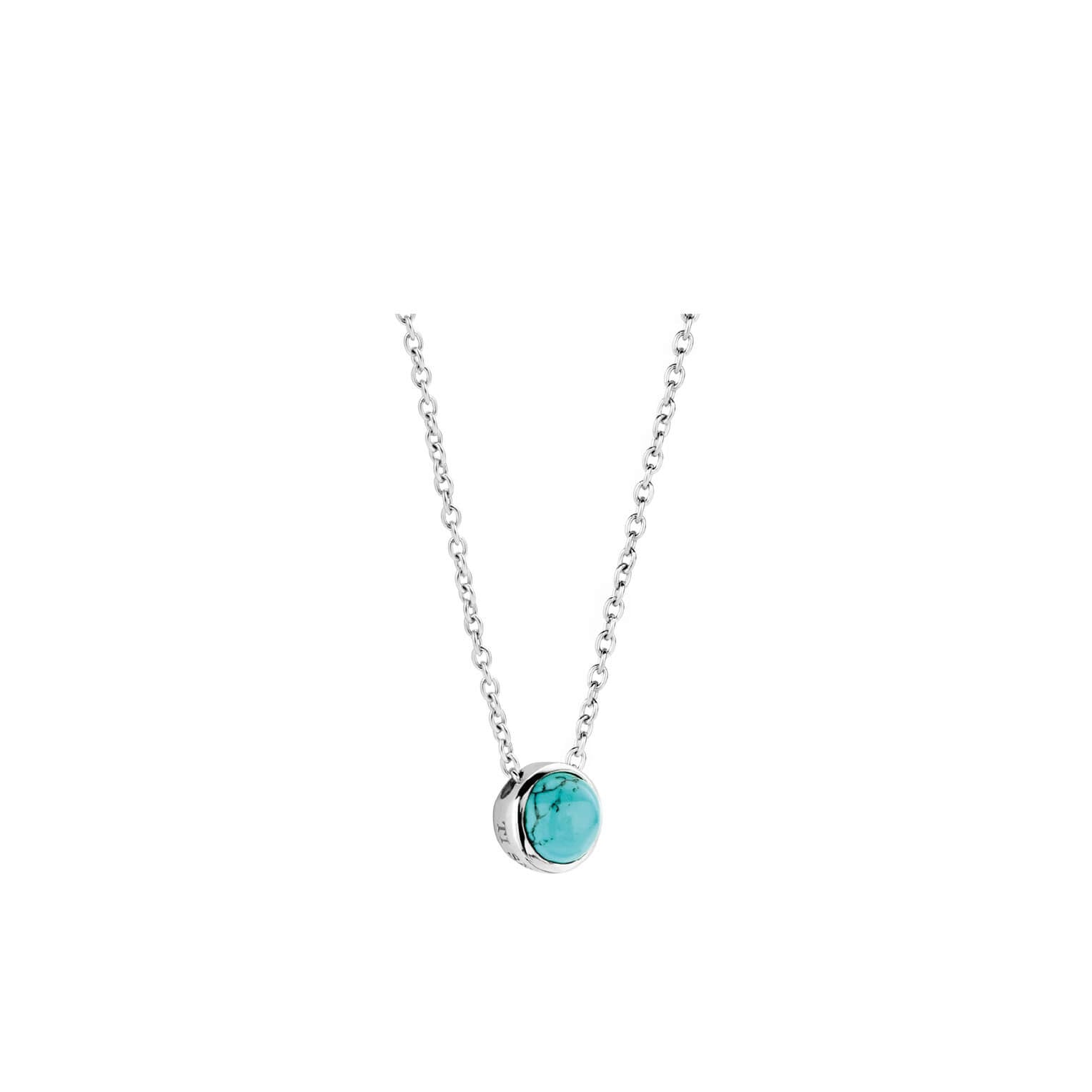 Turquoise Stone Pendant With Silver Chain Necklace