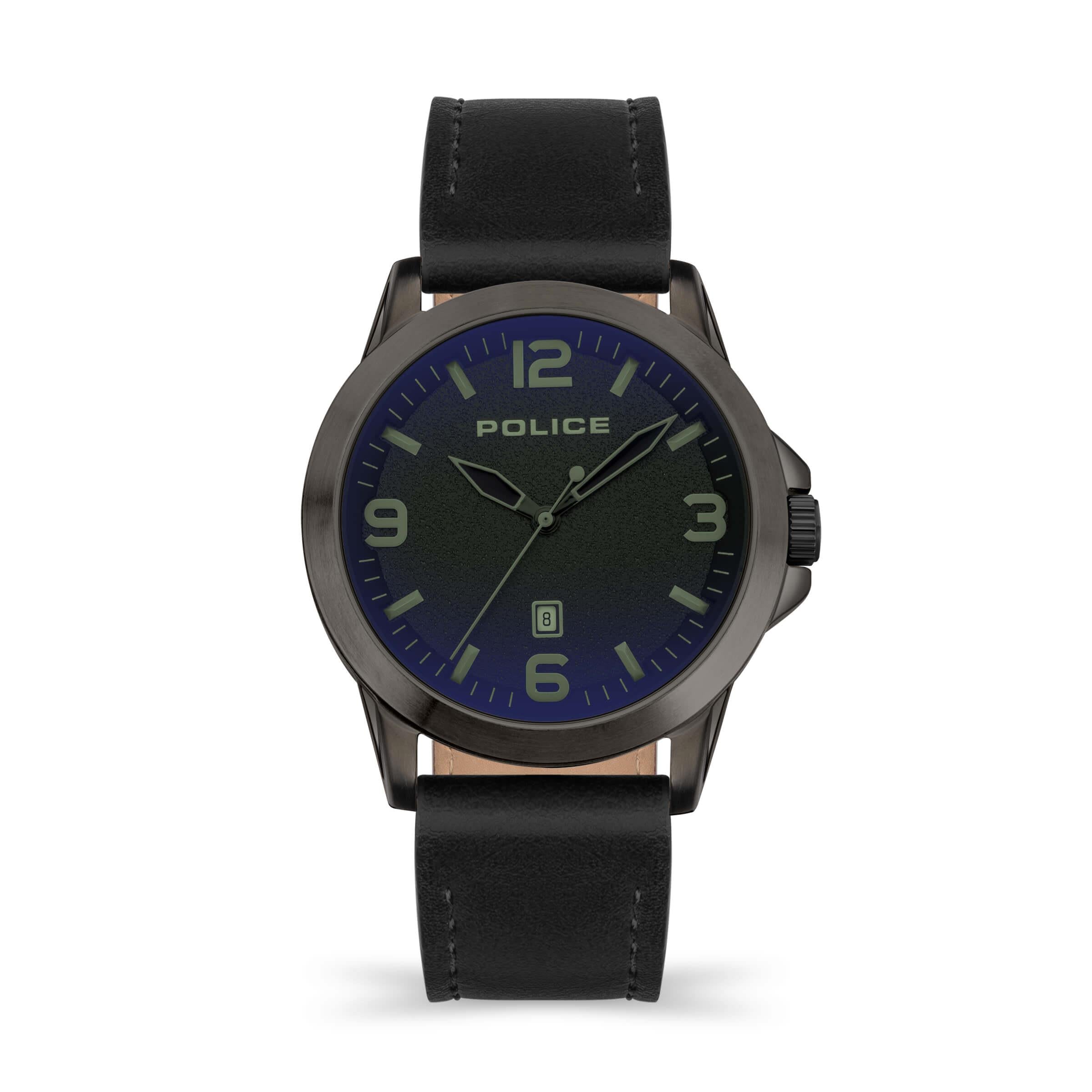 CLIFF Black Leather Strap Watch