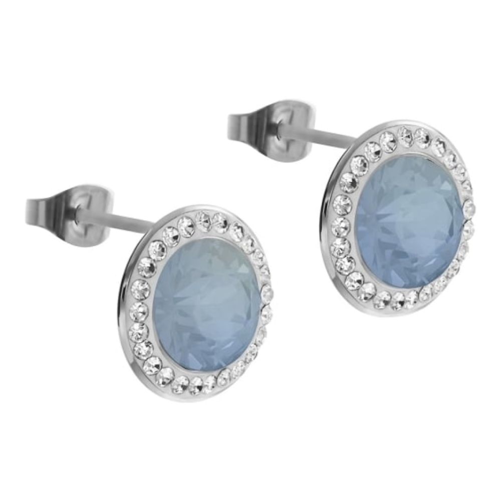 Silver 13mm Air Blue Opal Tondo Deluxe Earrings