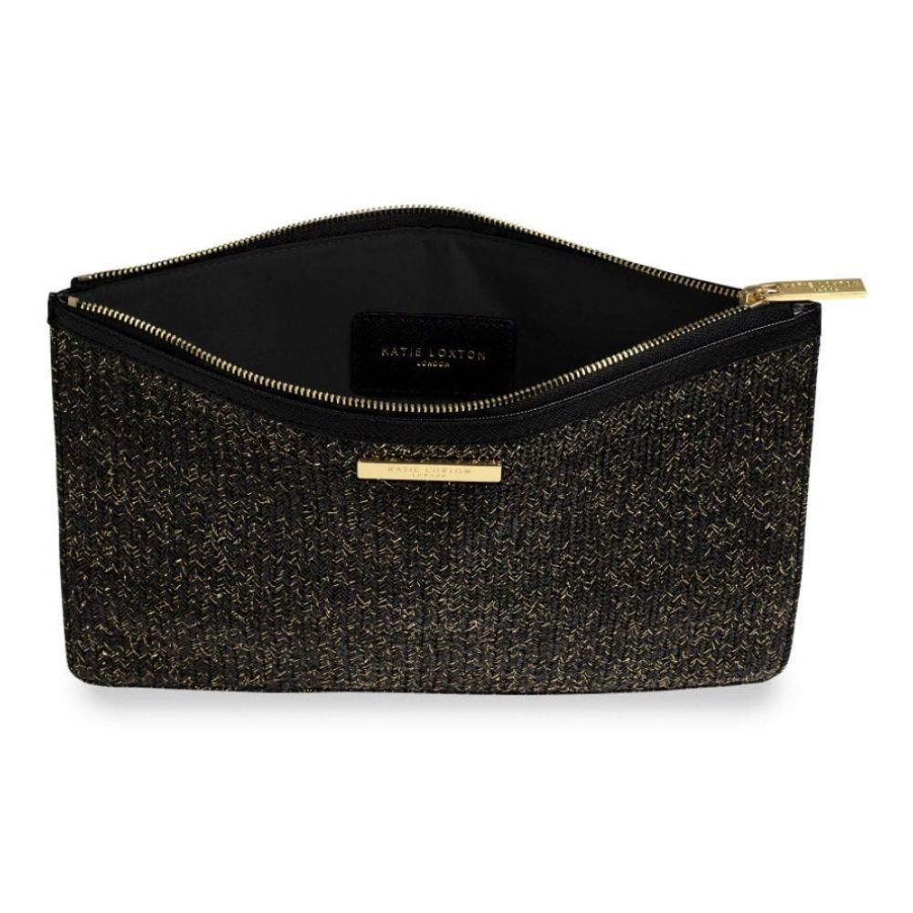 Beach Luxe Pouch - Black Straw - 20x29cm