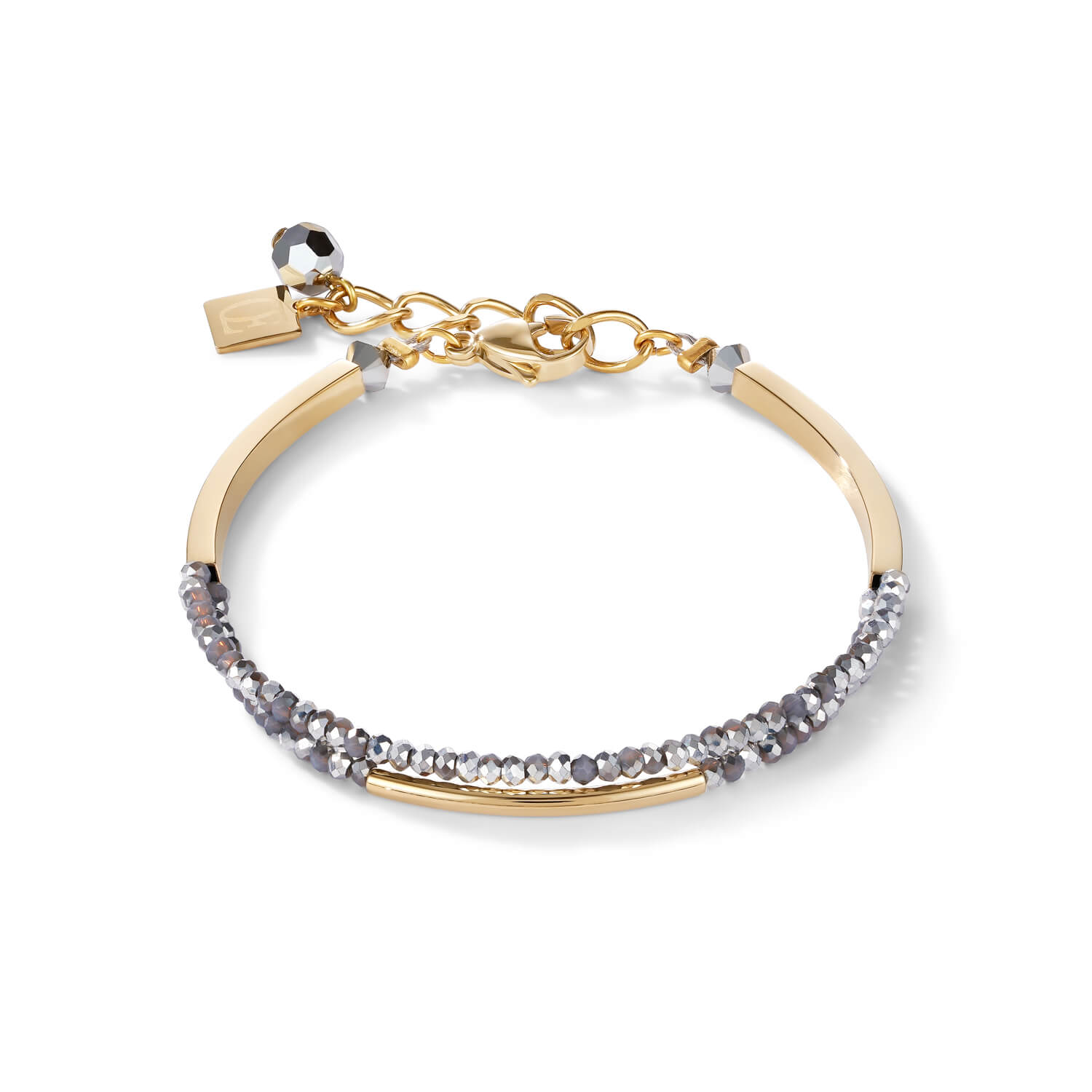 Waterfall Small Stainless Steel Gold & Glass Silver Bracelet