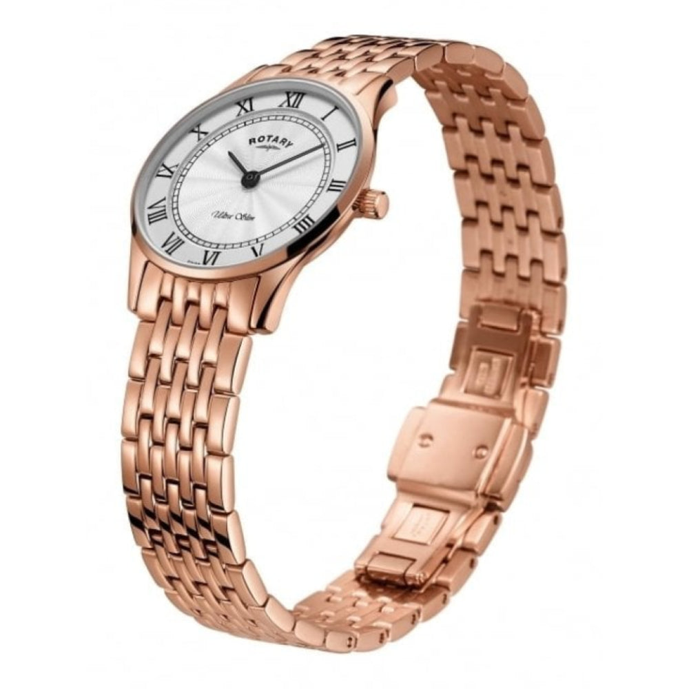 Rotary Ultra Slim Rose Gold Stainless Steel Watch