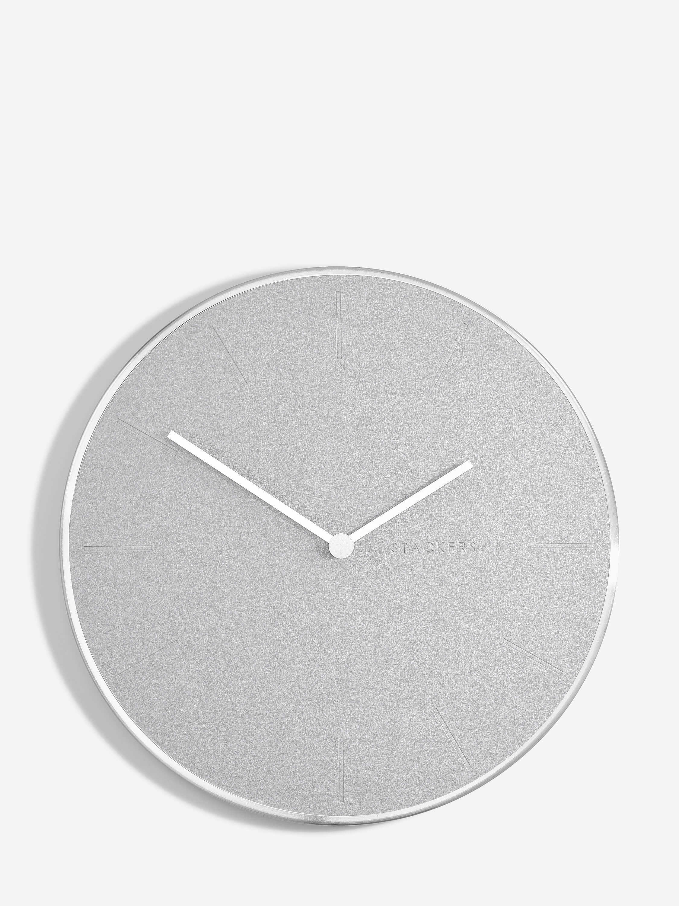 Brushed Chrome & Grey PU Clock