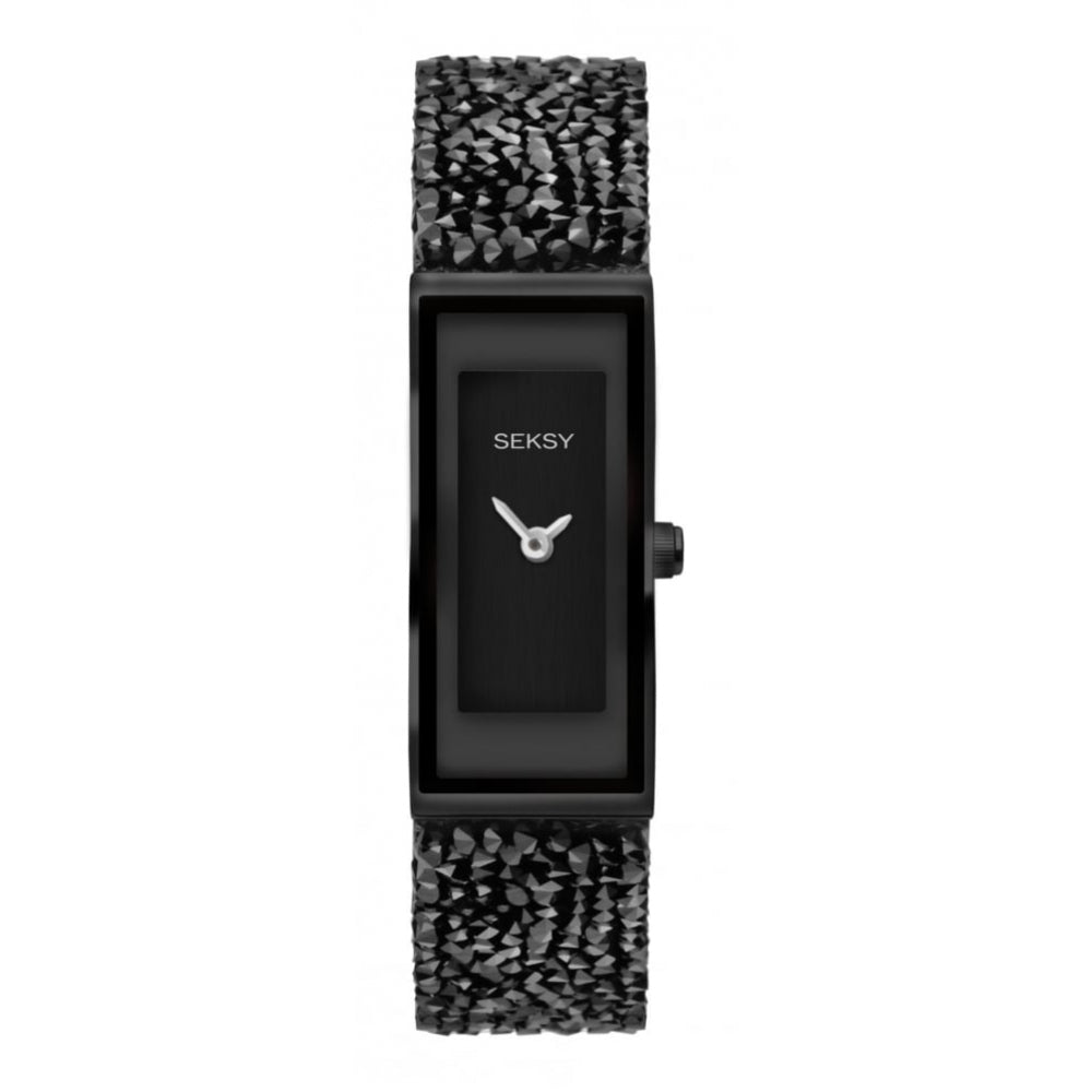 Black Ion Plated Case & Black Leather Strap Ladies Watch