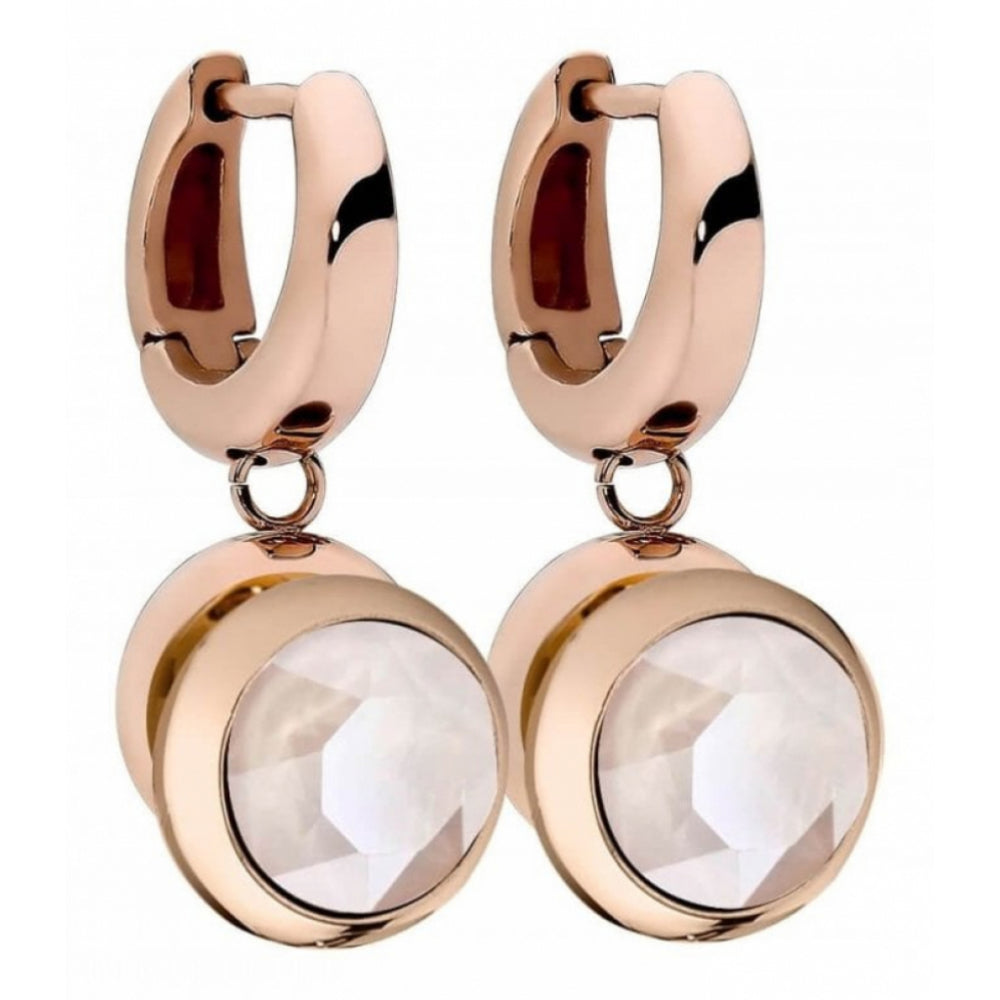 Famosa Rose Gold Plated Stainless Steel Small Hoop With A Drop Earrings