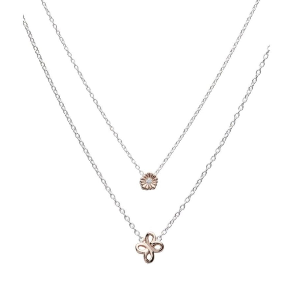 Sterling Silver 925 Butterfly Necklace with Rose Gold Plating